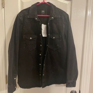 Distressed Zara nwt black denim jacket